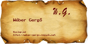 Wéber Gergő névjegykártya